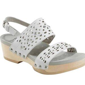 EARTH New Clogs Stud Platform Sandal Women's 11/43 NIB Leather Comfort White